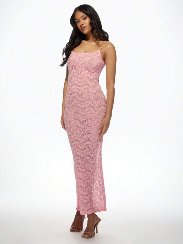 Missguided MISSGUIDED Lace Sleeveless Bodycon Empire Waist Women Long Dress