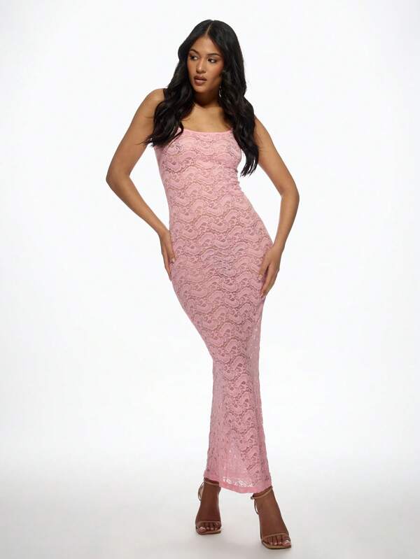missguided MISSGUIDED Lace Sleeveless Bodycon Empire Waist Women Long Dress