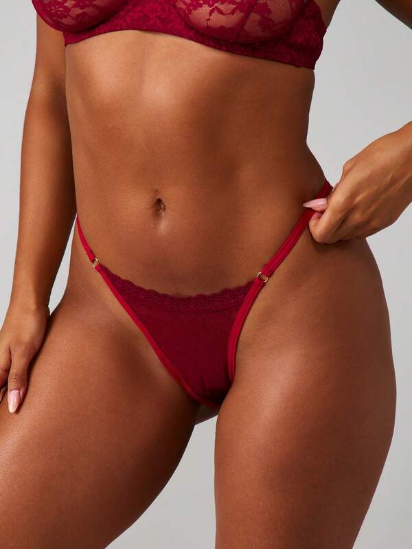 missguided MISSGUIDED Lace Thong With Floral Design