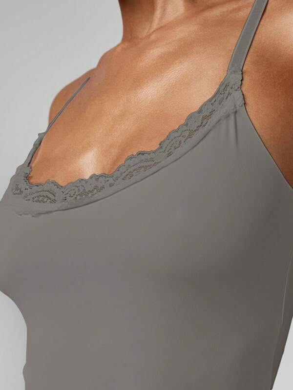 Missguided MISSGUIDED Lace Trim Bodysuit With Spaghetti Straps
