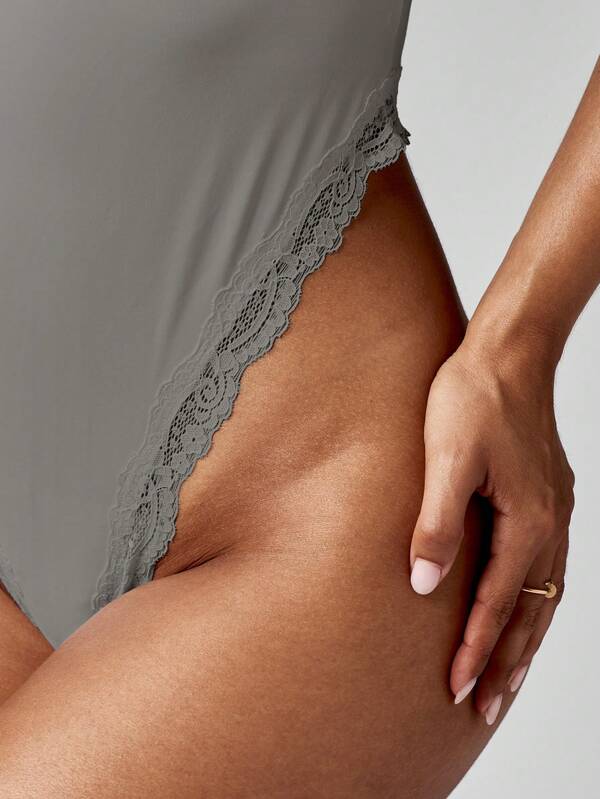 Missguided MISSGUIDED Lace Trim Bodysuit With Spaghetti Straps