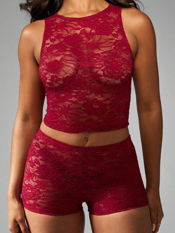 Missguided MISSGUIDED Lace Two Piece Co-Ord Top And Shorts
