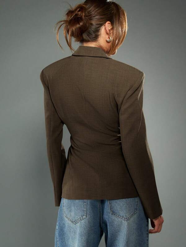 Missguided MISSGUIDED Lace Up Tie Waist Blazer With Belt