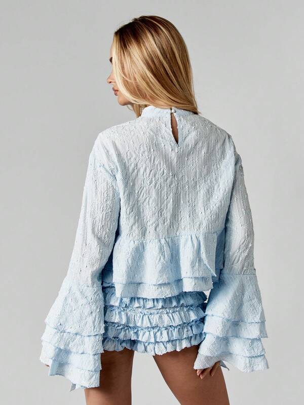 Missguided MISSGUIDED Layered Ruffle Co-Ord Set With Bell Sleeves