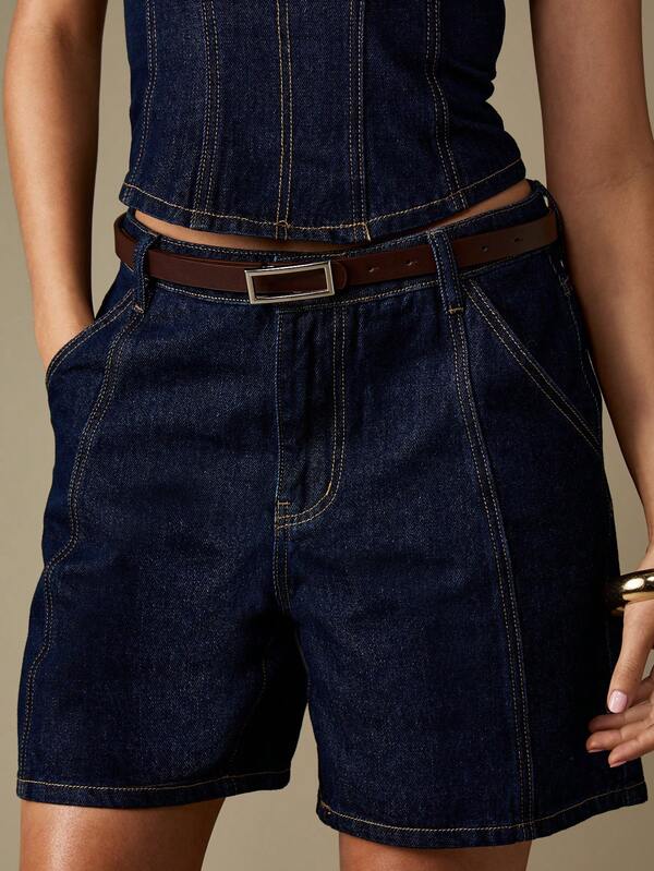 missguided MISSGUIDED Leather Belt With Rectangular Metal Buckle Modern Design