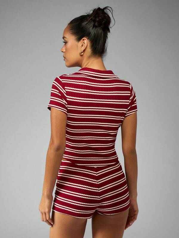 Missguided MISSGUIDED Leisure Ribbed Polo Coord Set
