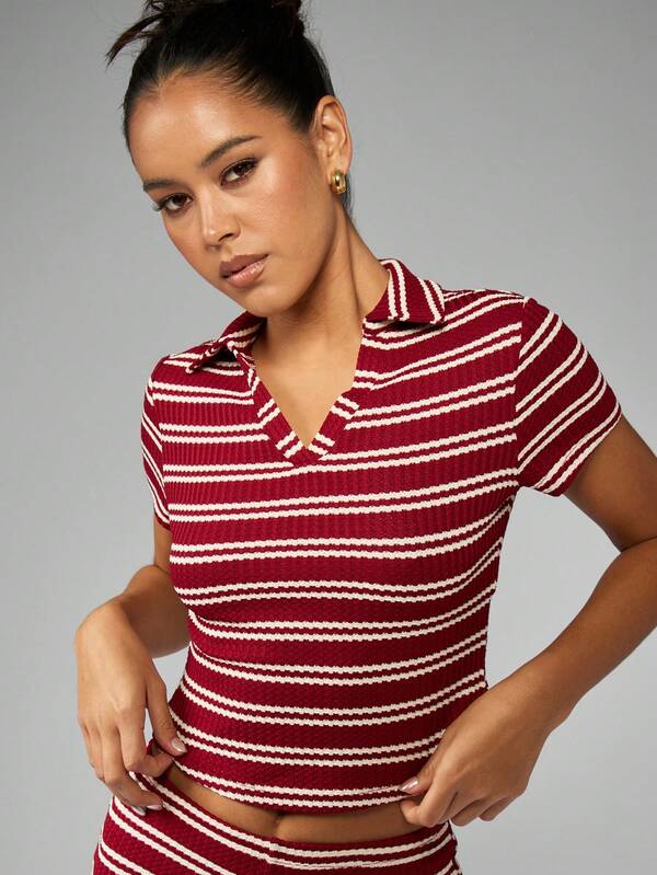 Missguided MISSGUIDED Leisure Ribbed Polo Coord Set