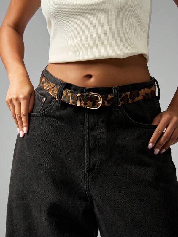 missguided MISSGUIDED Leopard Print Belt With Gold Buckle