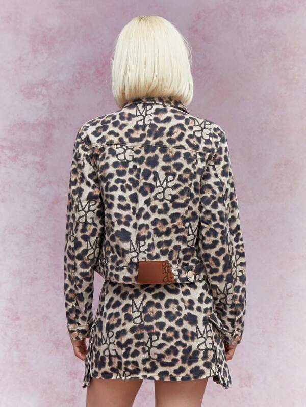 Missguided MISSGUIDED Leopard Print Denim Jacket Winter Wear