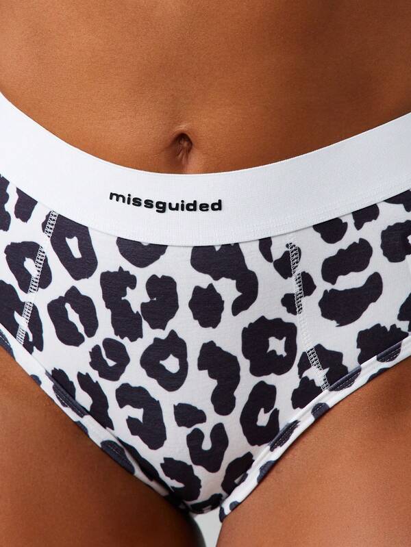 Missguided MISSGUIDED Leopard Print High Waisted Brief