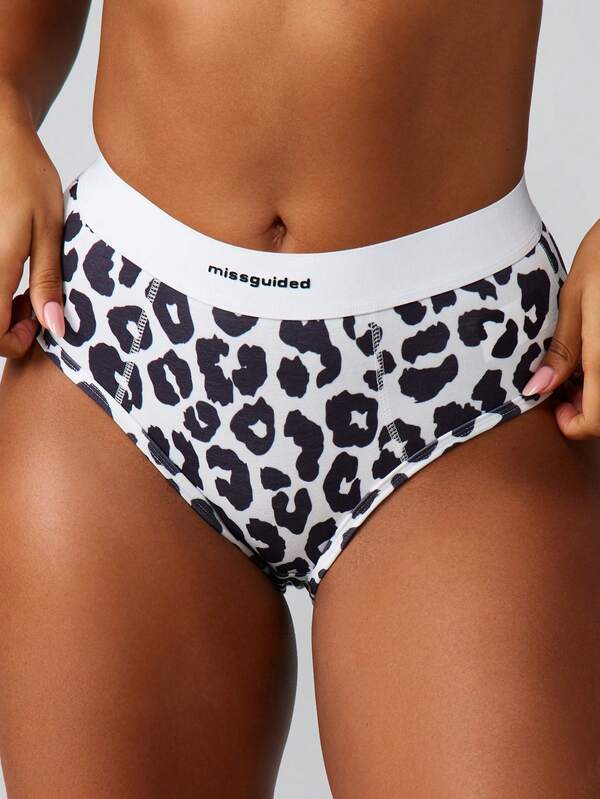 Missguided MISSGUIDED Leopard Print High Waisted Brief