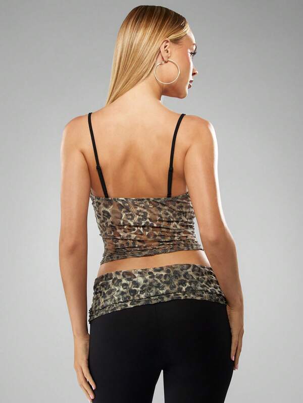 Missguided MISSGUIDED Leopard Print Lace Camisole Top