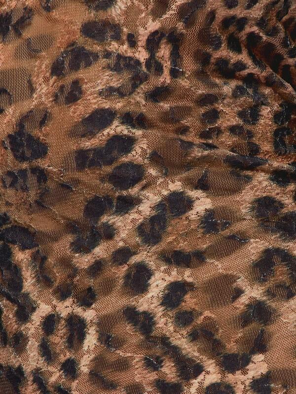 Missguided MISSGUIDED Leopard Print Mesh Maxi Dress With Long Sleeves