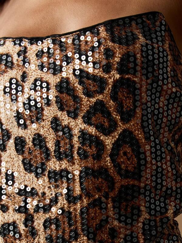 Missguided MISSGUIDED Leopard Print Sequin Corset Top With Fitted Bodice