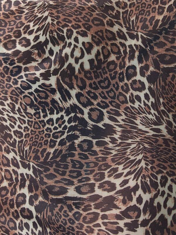 Missguided MISSGUIDED Leopard Print Sleeveless Spaghetti Strap Empire Waist Lace Maxi Dress