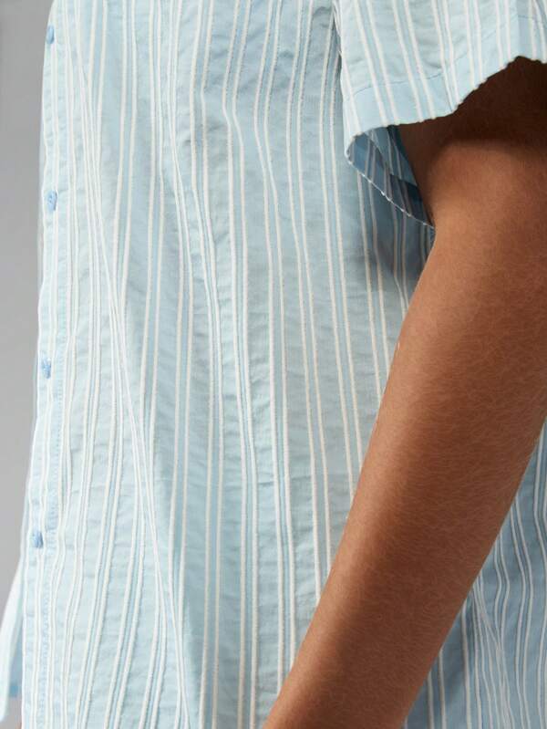 Missguided MISSGUIDED Lightweight Button Down Striped Loose Fit Shirt
