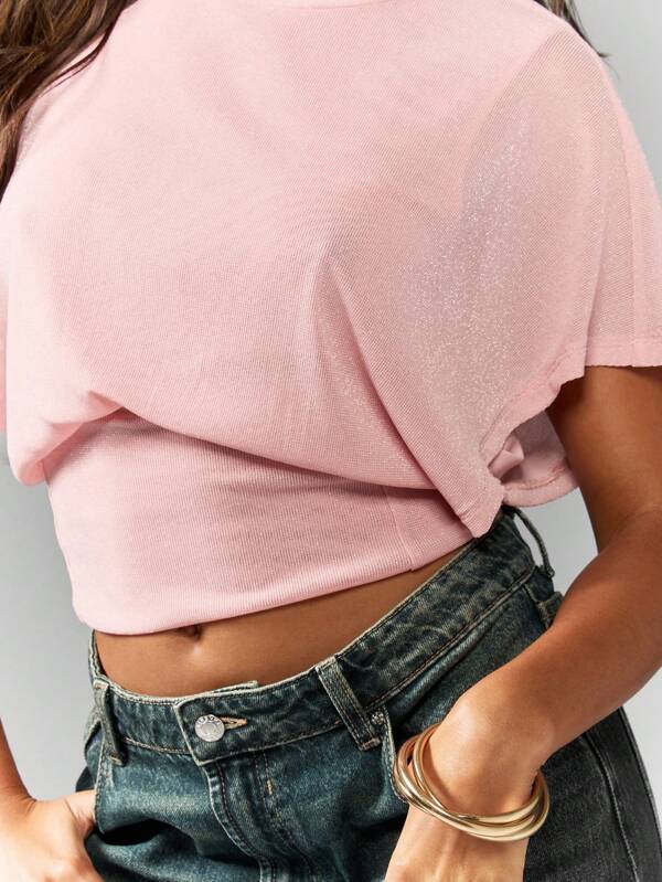 Missguided MISSGUIDED Lightweight Mesh Cinched Waist T-Shirt