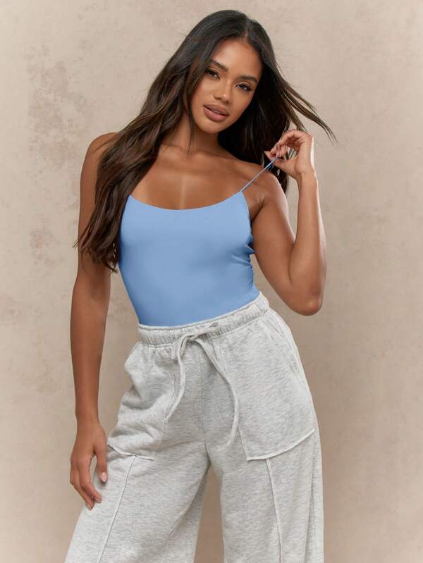 missguided MISSGUIDED Lightweight Ribbed Spaghetti Strap Cami Top