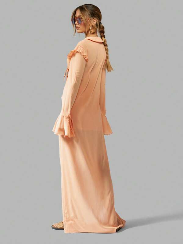 Missguided MISSGUIDED Lightweight Two-Piece Maxi Shirt Cover-Up Mini Dress Set