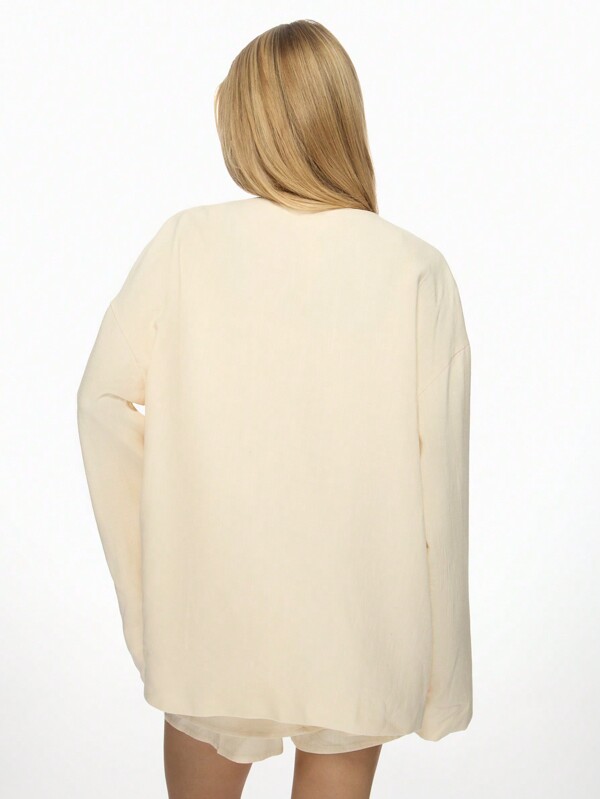 Missguided MISSGUIDED Linen Blend Oversized Lightweight Blazer
