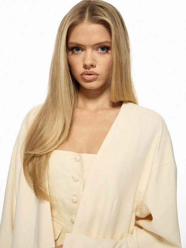 Missguided MISSGUIDED Linen Blend Oversized Lightweight Blazer