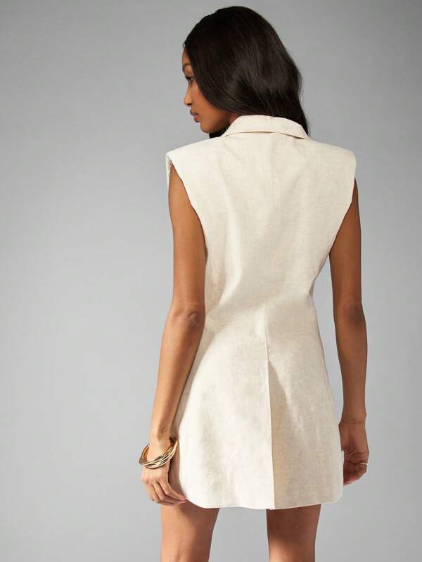 Missguided MISSGUIDED Linen Blend Sleeveless Blazer Mini Skirt Co Ord Two-Piece Outfits