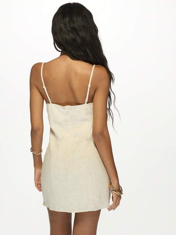 Missguided MISSGUIDED Linen Bustier Corset Detail Mini Dress