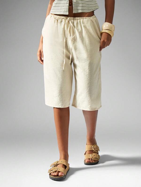 missguided MISSGUIDED Linen Feel Look Bermuda Shorts With Drawstring Waist