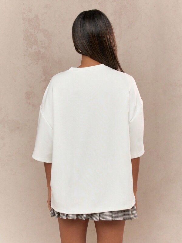 Missguided MISSGUIDED Logo Label Drop Shoulder Oversized T-Shirt