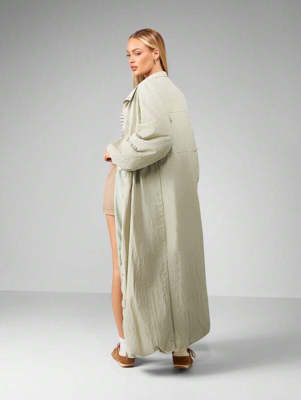 Missguided MISSGUIDED Long Oversized Windbreaker Coat With Side Pockets