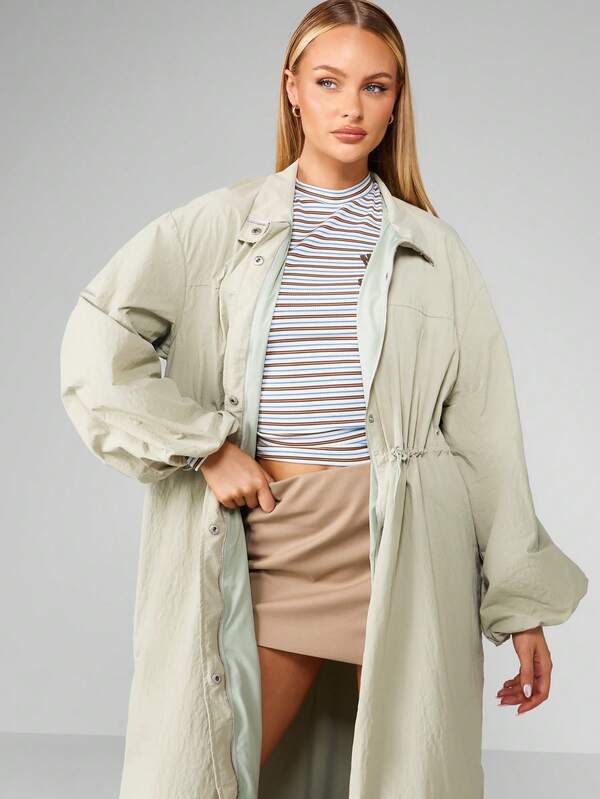 Missguided MISSGUIDED Long Oversized Windbreaker Coat With Side Pockets