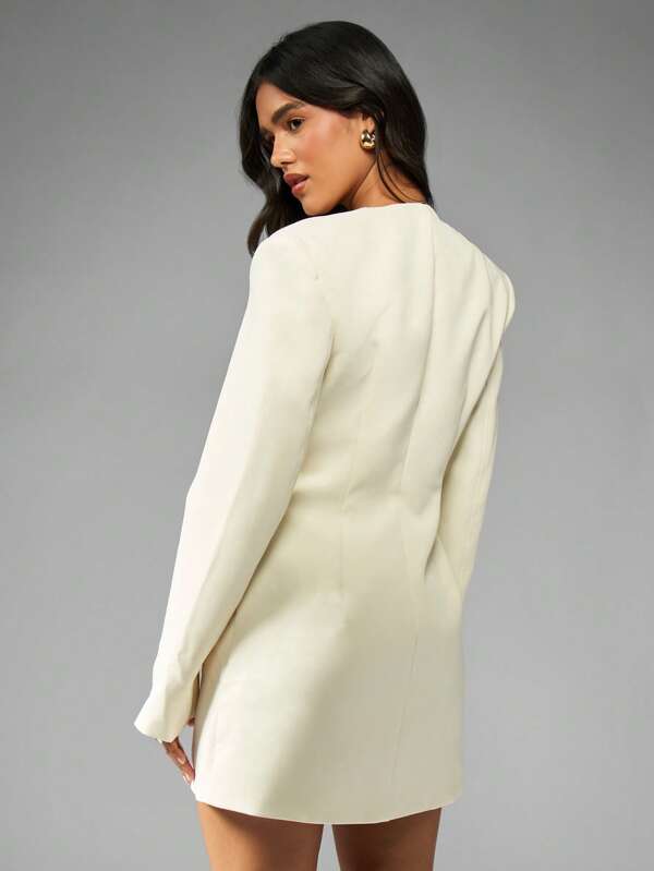 Missguided MISSGUIDED Long Sleeve Blazer Mini Dress With Button Detail