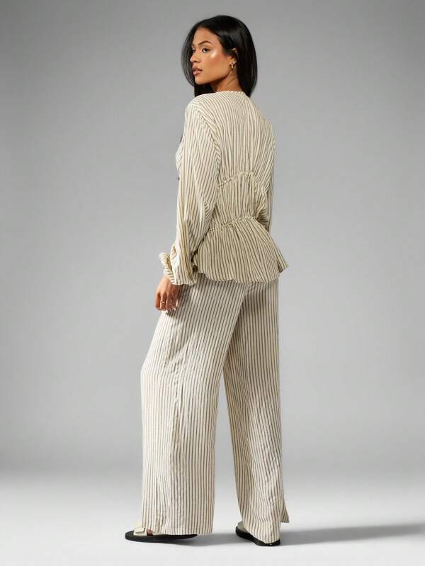Missguided MISSGUIDED Long Sleeve Blouse And Trousers Two Piece Set