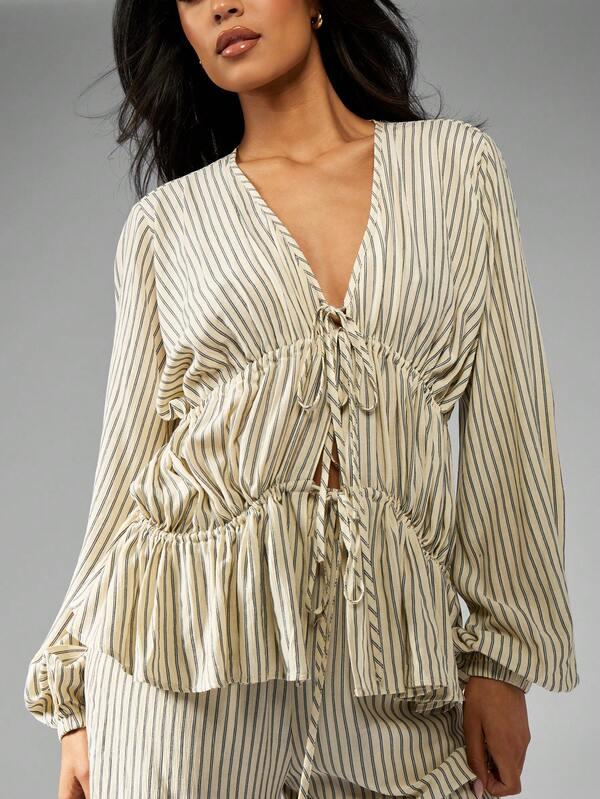 Missguided MISSGUIDED Long Sleeve Blouse And Trousers Two Piece Set