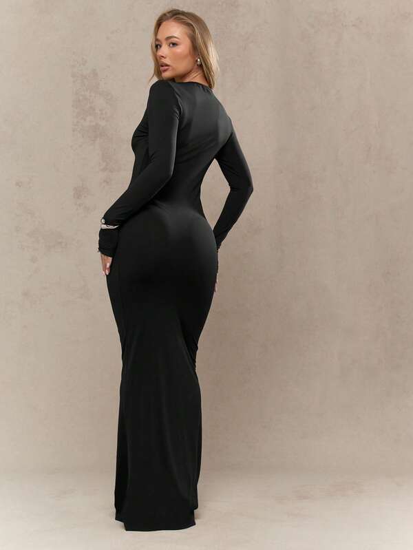 Missguided MISSGUIDED Long Sleeve Bodycon Maxi Dress