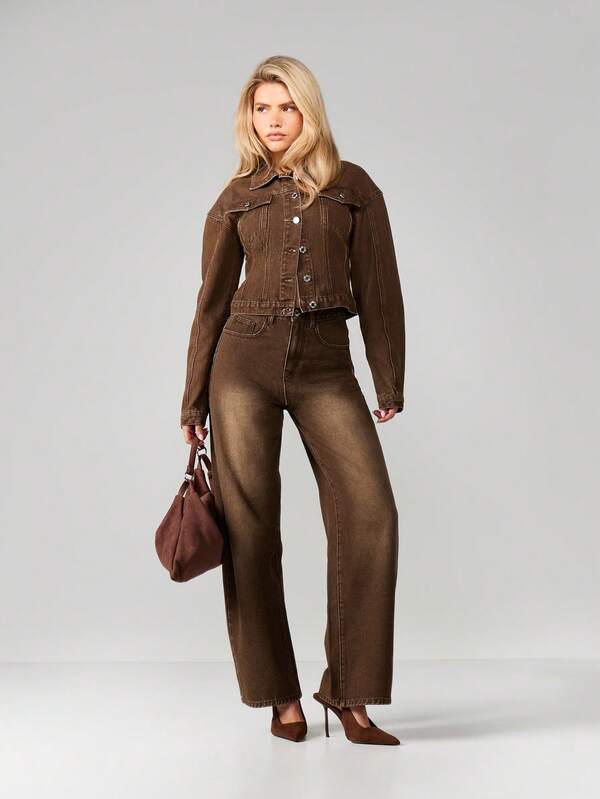 Missguided MISSGUIDED Long Sleeve Denim Jacket With Cinched Waist