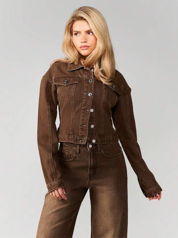 missguided MISSGUIDED Long Sleeve Denim Jacket With Cinched Waist