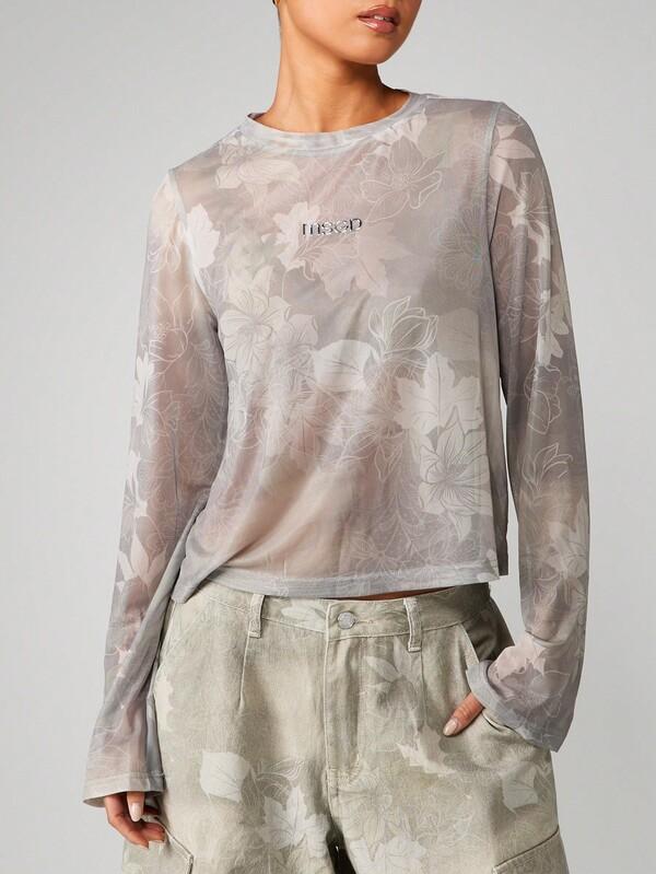 Missguided MISSGUIDED Long Sleeve Floral Camouflage Print Top