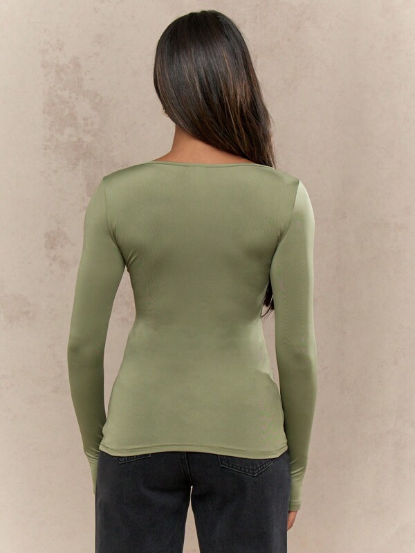 Missguided MISSGUIDED Long Sleeve Form Fitting Top With Thumb Holes