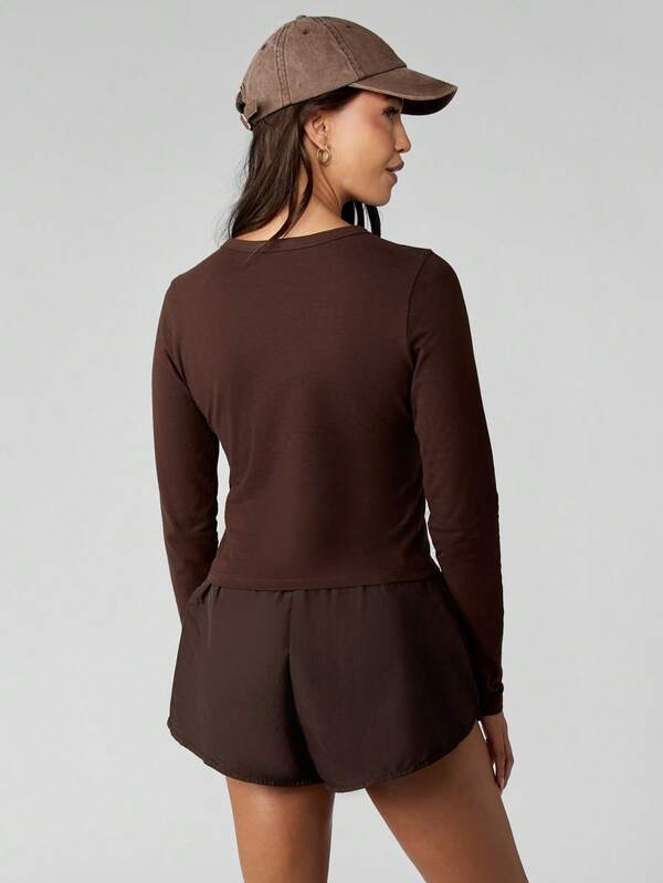 Missguided MISSGUIDED Long Sleeve Graphic Tee With Sports Print