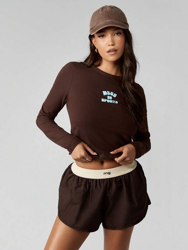 Missguided MISSGUIDED Long Sleeve Graphic Tee With Sports Print