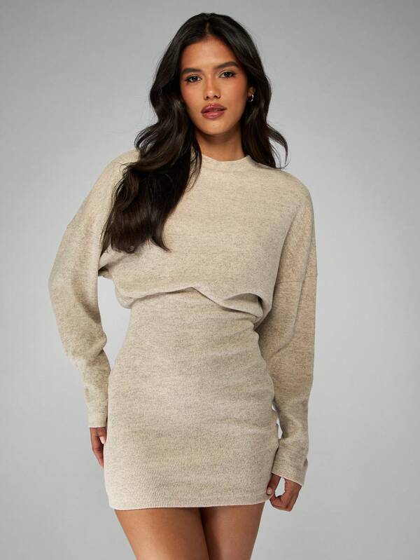 missguided MISSGUIDED Long Sleeve Knitted Mini Dress Elegant Ribbed Sweater Dress Winter Layering Fall Party Club Night Out Modern Fashion missguided MISSGUIDED Long Sleeve Knitted Mini Dress Elegant Ribbed Sweater Dress Winter Layering Fall Party Club Night Out Modern Fashion