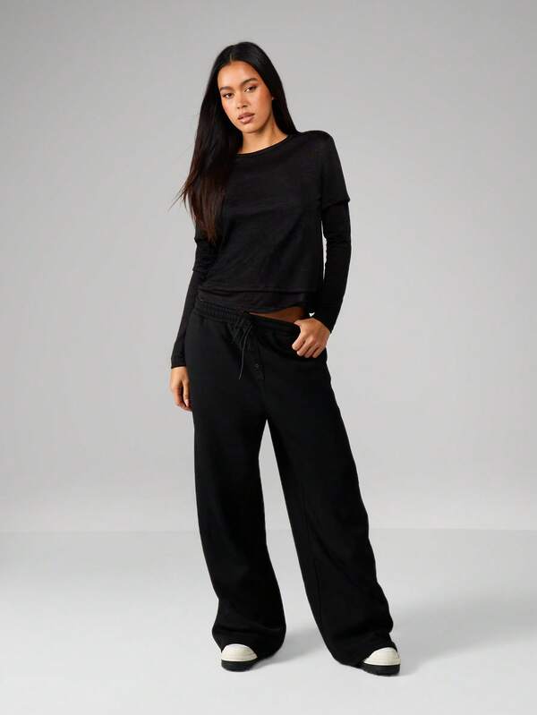 Missguided MISSGUIDED Long Sleeve Layered Top With Short Overlay