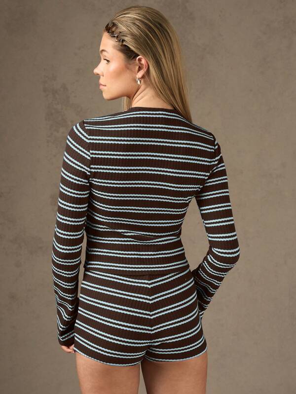Missguided MISSGUIDED Long Sleeve Micro Mini Ribbed Knit Two Piece Outfit