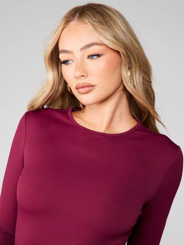 Missguided MISSGUIDED Long Sleeve Ruched Bodycon Mini Dress