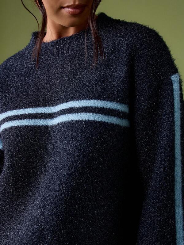 Missguided MISSGUIDED Long Sleeve Striped Knit Sweater