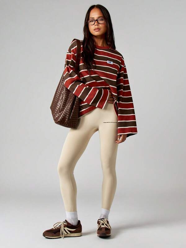 Missguided MISSGUIDED Long Sleeve Striped T-Shirt With Logo