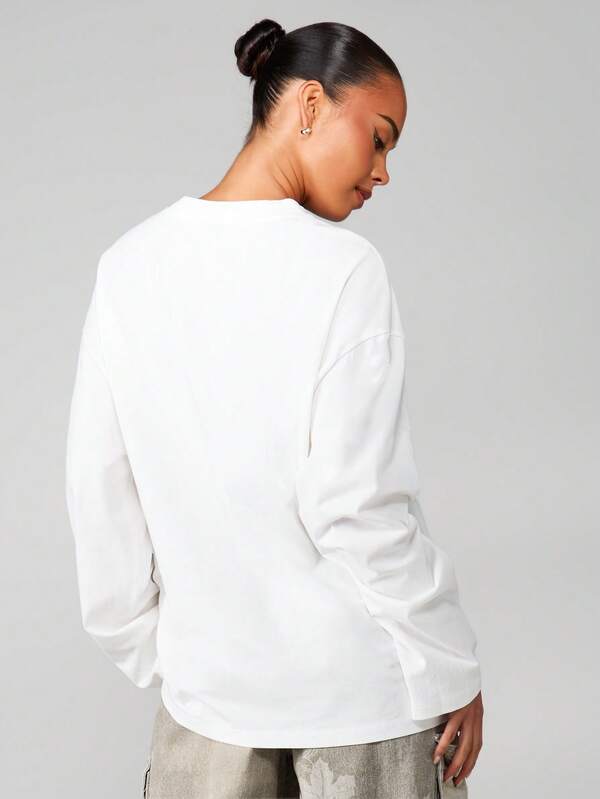 Missguided MISSGUIDED Long Sleeve Text Print Sweatshirt