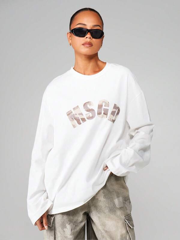 Missguided MISSGUIDED Long Sleeve Text Print Sweatshirt