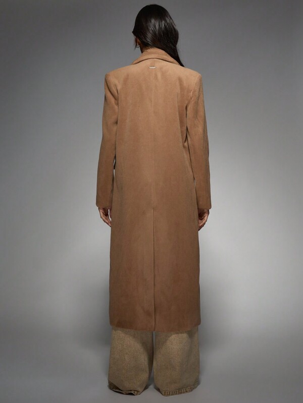 Missguided MISSGUIDED Long Wool-Look Double-Breasted Tailored Lapel Collared Coat